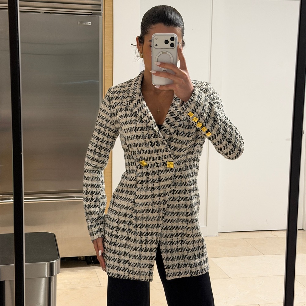 Fashion Nova Black and White Houndstooth Blazer